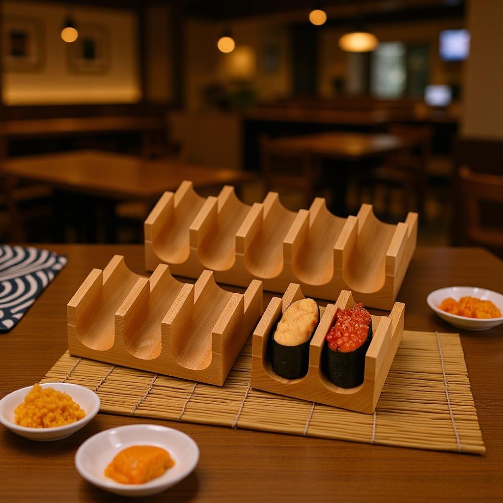 日式寿司架手握U形架木托海胆架taco卷托盘西餐木碟寿司托U形新品图片