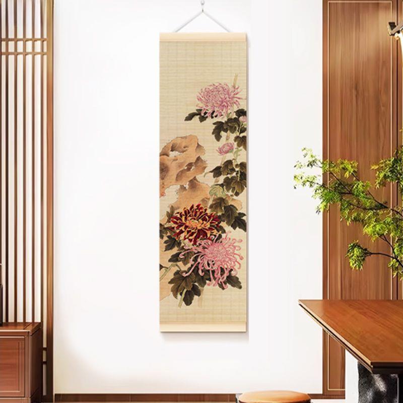 梅兰竹菊中式竹帘装饰画挂画茶室客厅玄关书房竹帘画禅意竹编