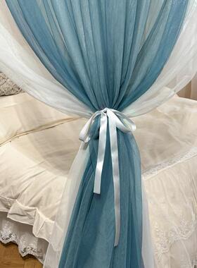 宫廷遮落地蚊帐家用蚊光2幔025新款公REQ主风床帘纱防带支架防尘