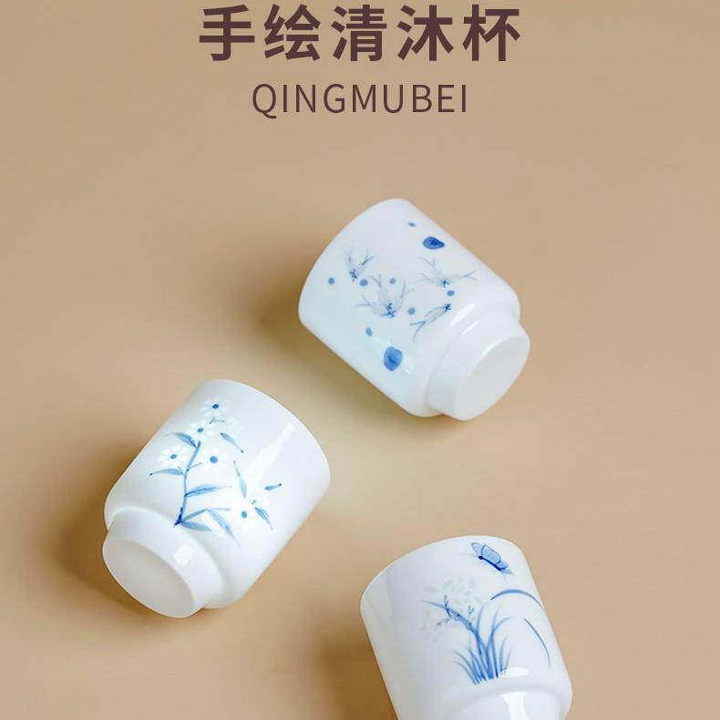 陶瓷高端女士专用茶盏手绘家用喝杯品茗杯茶杯个人玲珑陶瓷主人杯