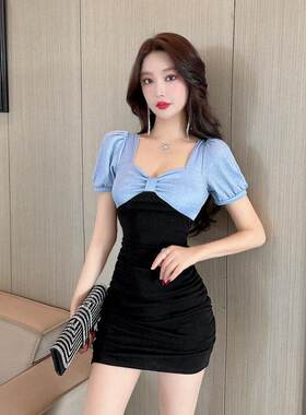气质夜场女装性感低胸桑拿连衣裙显瘦洗浴小姐足浴足疗技师工作服