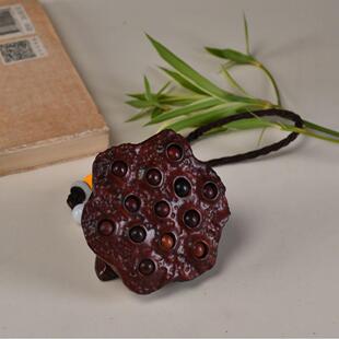 赞比亚血檀活籽莲蓬工艺品手把文玩摆件紫檀挂件车摆男女款 手把件