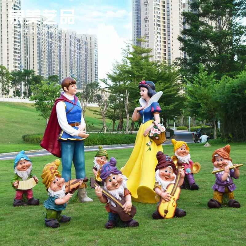 户外7112大型璃钢卡通人物玻雕塑人白雪公主小矮艺品幼儿园工装饰