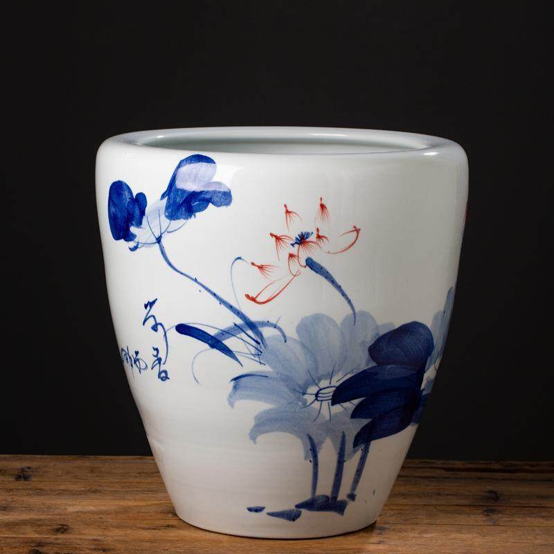 景德镇陶瓷书房摆件书画 画卷轴缸养鱼养荷花睡莲盆水缸鱼缸庭院