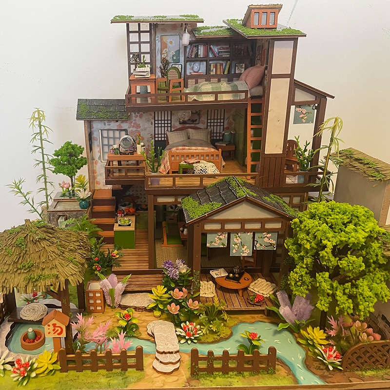 中国风diy小屋竹泉小院别墅小房子手工拼装建筑模型玩具女孩礼物