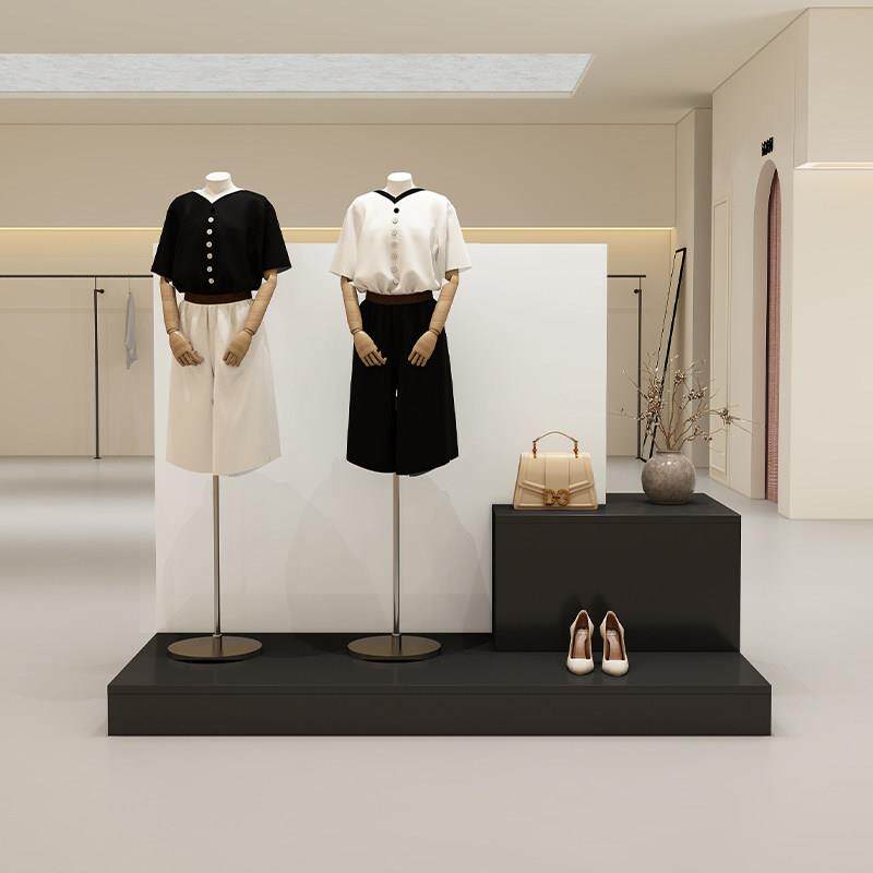 服装店橱窗展示台女装店鞋包陈列柜中岛流水台现代简约模特展示柜