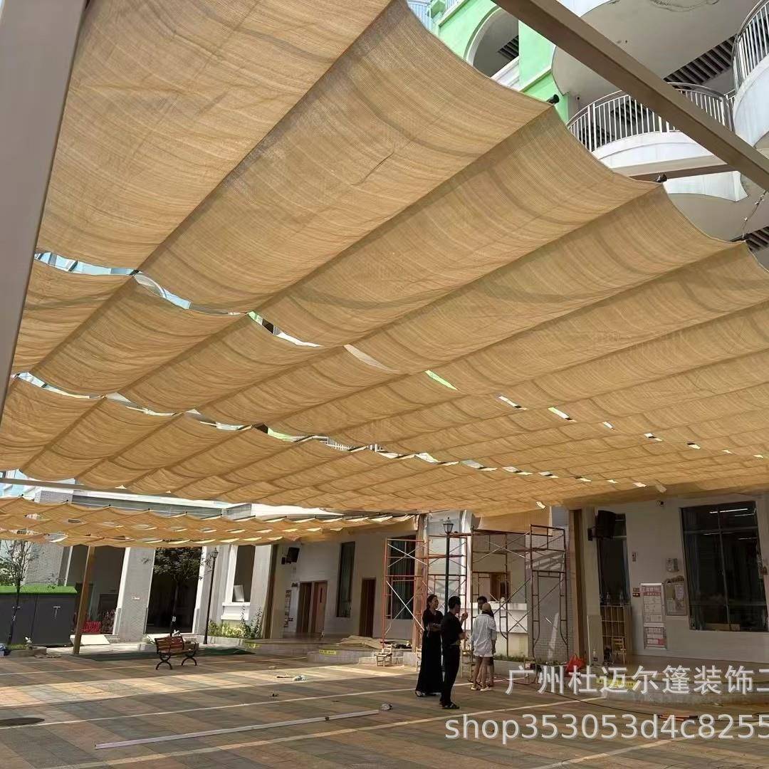 遮阳篷天幕伸缩式折叠遮雨棚户外庭院阳台幼儿园防晒布可 DZ