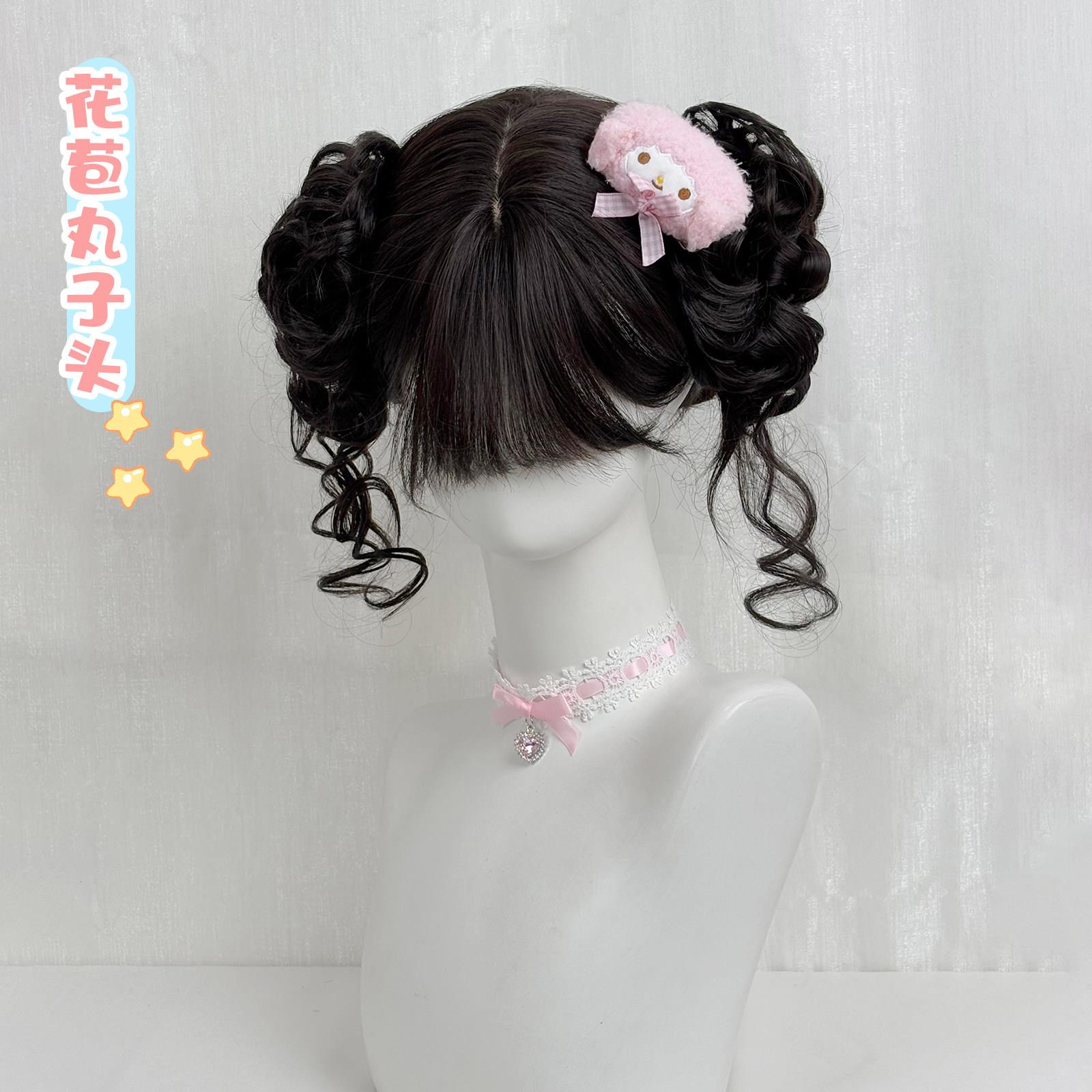 【龙须花苞丸子头】假发女长发自然日常甜妹双丸子空气浏海长直发