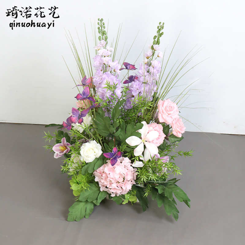 莫奈高端仿真花地排花艺绢花婚礼现场布置订婚假花路引婚庆装饰花