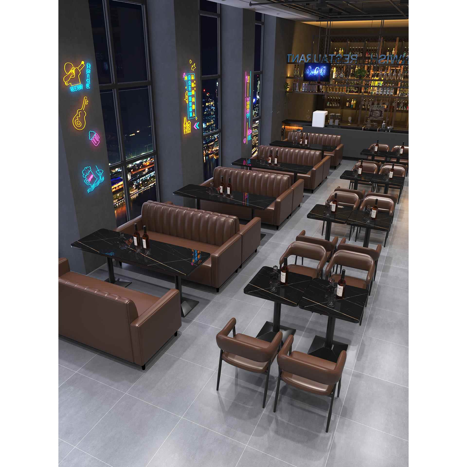酒吧沙发卡座小酒馆清吧奶茶店餐饮工业风商用夜市烧烤店桌椅组合