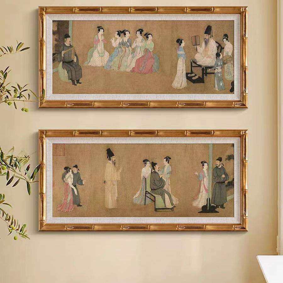 《韩熙载夜宴图》法式中国风客厅装饰画玄关壁炉新中式书房挂画