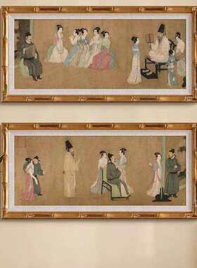 《韩熙载夜宴图》法式中国风客厅装饰画玄关壁炉新中式书房挂画