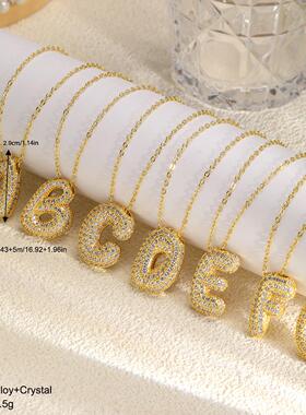 26 English letter necklace for women26个英文字母满钻铜项炼女
