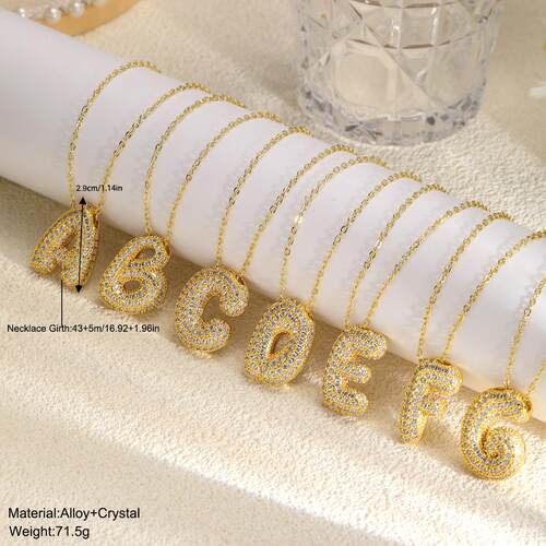 26 English letter necklace for women26个英文字母满钻铜项炼女