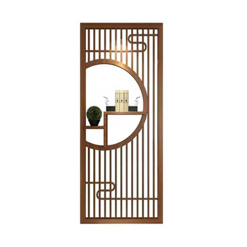 金属中式仿古构件隔断玄关山水背景艺术装饰铝格栅方管铝合金屏风