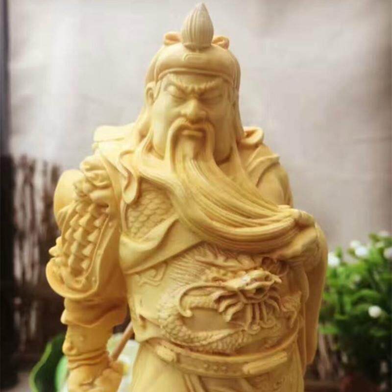 木雕工艺品家居办公室摆件精雕黄杨木雕刻关公义薄云天