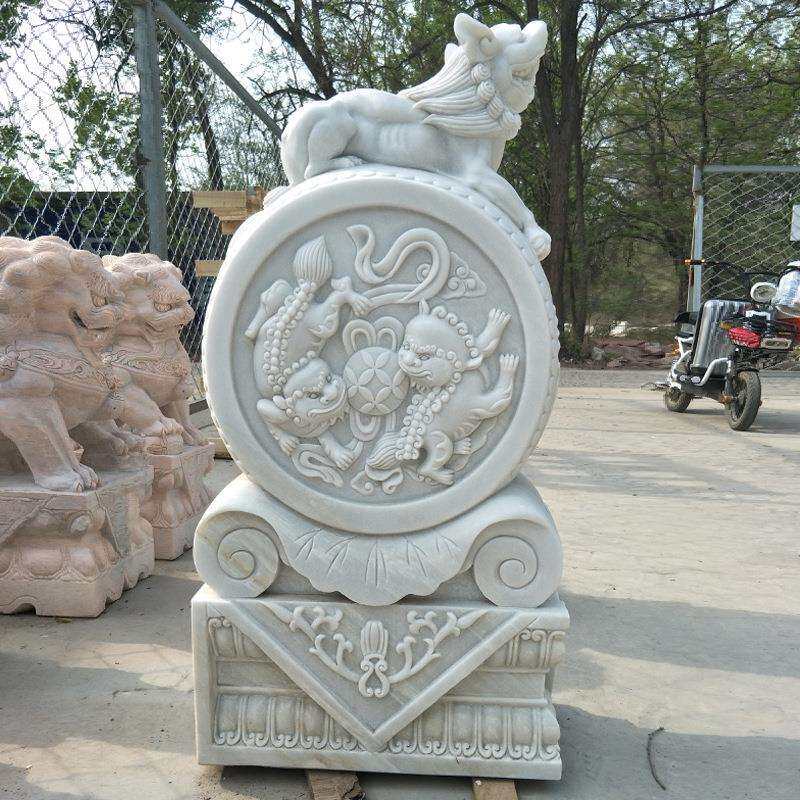 石雕抱鼓门墩 汉白玉门墩现货 门口仿古拴马桩摆件厂家制作销售