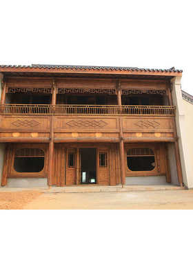 中式木雕古典花格楼梯仿古仿古门窗扶手护栏阳台走廊围栏木质装饰