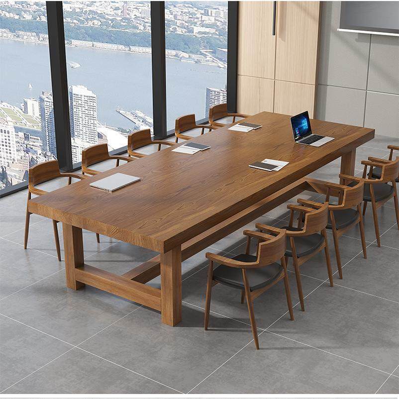 实木大会议桌长桌简约现代电脑桌会议室多人谈判桌椅组合