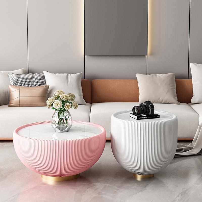 北欧圆形岩板茶几轻奢现代网红边几小户型客厅家用简约茶几