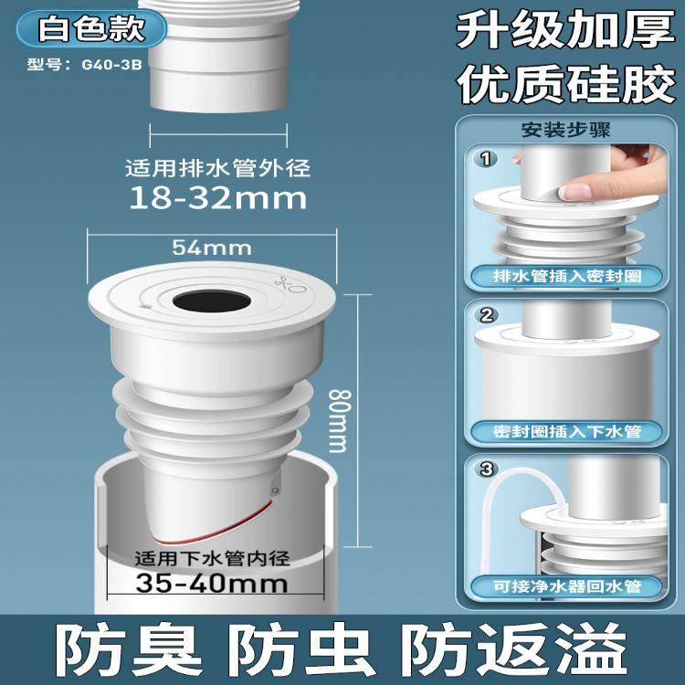 下水管防返臭神器洗手盆池密封圈厨房洗菜盆排水管道硅胶塞堵口器,家装主材,下水器,淘宝优惠券,粉丝福利购,淘宝优惠卷