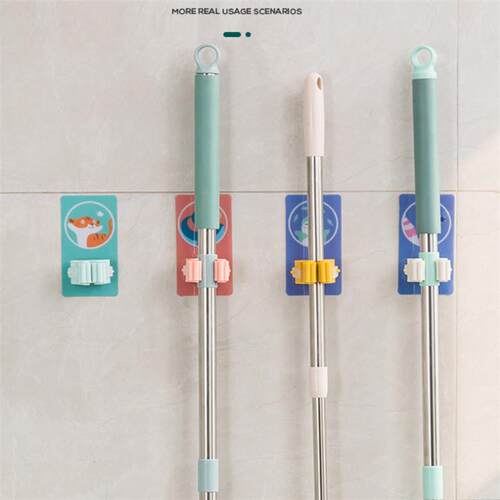 Cartoon Mop Holder No-Drill Mop Clip Mop Hook Invisible Bath