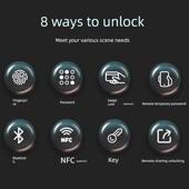 密码 锁U型指纹锁商铺插挂锁双开玻璃门智能电子U形锁免开孔防水锁