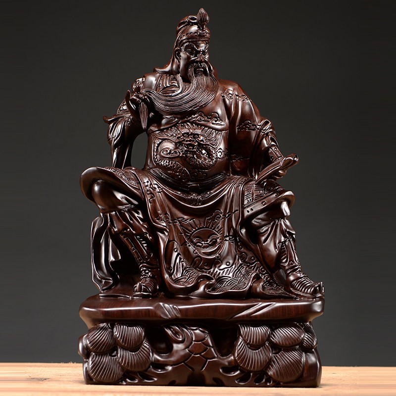 木雕摆件关公神像关二爷夜读春秋实木彷古武财神镇宅红木工艺品