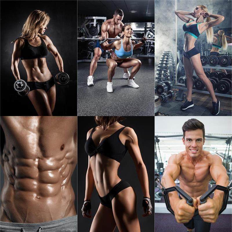 健身海报墙贴励志装饰画健美美女马甲线肌肉男女图片宿舍壁纸墙画