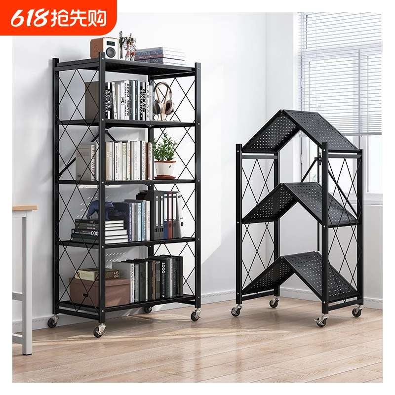 免安装可移动书架铁艺落地带轮客厅可折叠置物架收纳简易儿童书柜