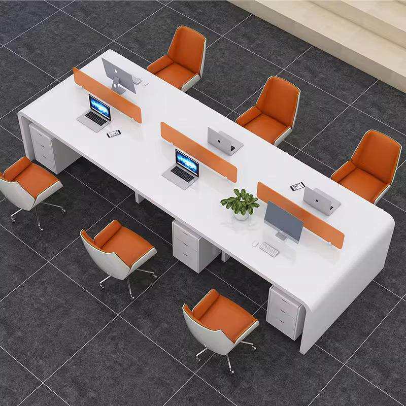 员工位烤漆办公桌简约现代2/3/4/6屏风工作位四人职员位办公桌椅