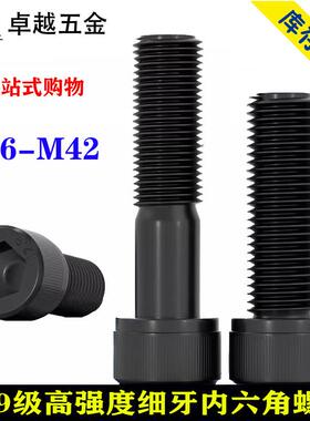12.9级细牙内六角螺丝加长杯头中螺栓圆柱头扣螺钉M08M1M12M20M30