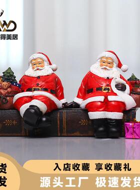 直销新款跨境圣诞装饰品圣诞老人桌面桌边摆件家居客厅圣诞节树脂