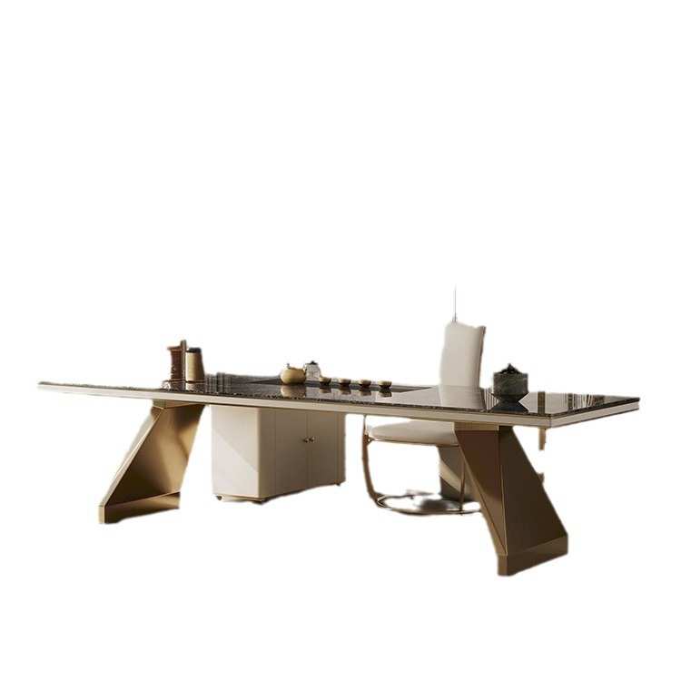 轻台岩大用茶家茶桌泡现代感功夫办公室奢现代板客厅高级茶桌简约