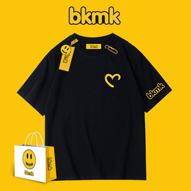 bkmk短袖t恤男女款，夏季运动爱心上衣印花字母情侣高街