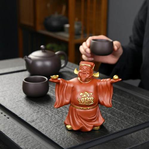 财神砂茶宠摆件台精品可养手工茶紫玩桌茶茶茶盘茶艺装DZS饰茶具