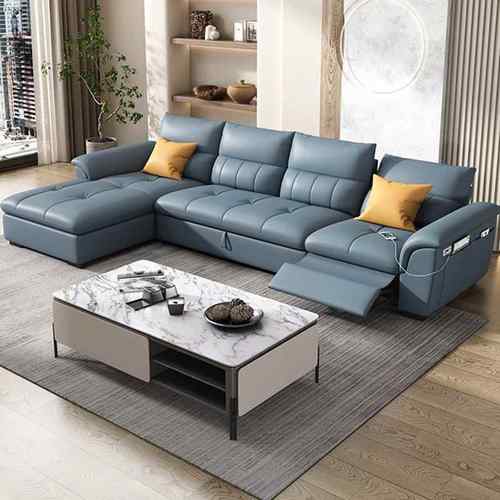 2023新款客厅电动多功能真皮沙发床两用小户型简约现代组合