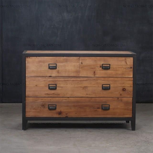 美储式乡村复古柜子实木做旧斗柜纳客厅装饰柜PDL艺物柜收柜抽铁