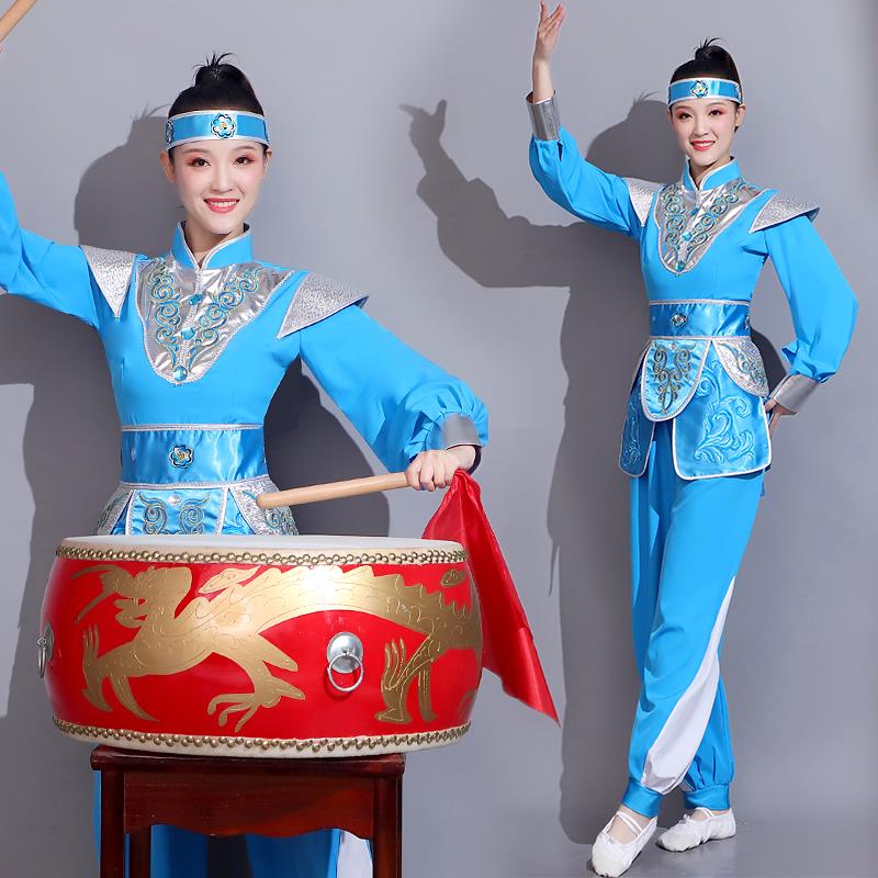 正品武陟盘鼓鼓队威风锣鼓打服白风色新款广场民舞族演出服表演服