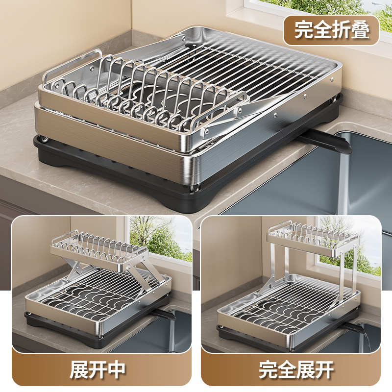 沥水洗碗不锈钢篮加厚架碗碟碗盘置架碗架架收纳厨房碗筷物架沥水