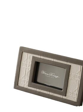 简约高级感编织皮质相框设计师款家居软装饰品摆件婚纱照桌面摆台