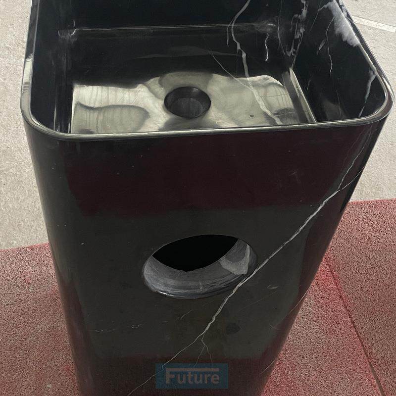 天然大理石黑白根落地洗手台一体成型单盘单孔洗漱盘洗面盘