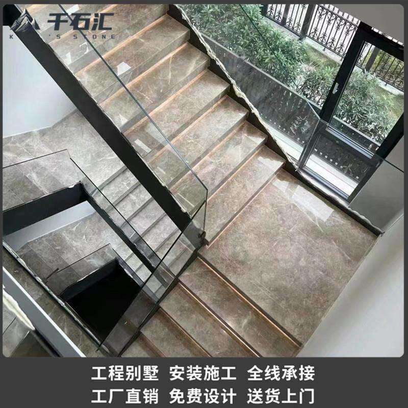 天然大理石楼梯踏步楼梯台阶大理石踏步台阶云多拉灰大理石楼梯砖