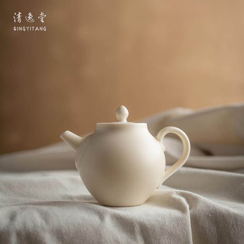 清逸堂丨简约中式陶瓷泡茶壶 风家用下午茶茶壶 功夫茶具单壶