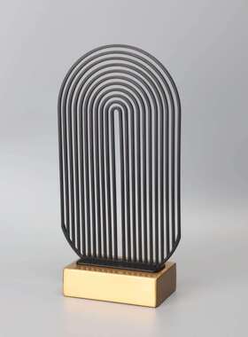 部新售中式金属黑屏风摆件色样板房楼书房客厅家0006居桌面艺术装