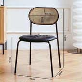 铁欧风藤编餐椅家用靠背椅简约铁椅子凳子咖啡网红奶油桌椅中古风