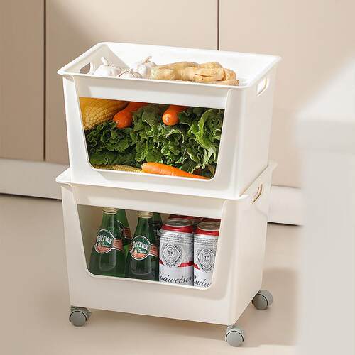 Rolling Under-Table Book Storage Box, Stackable with Lid, Mu
