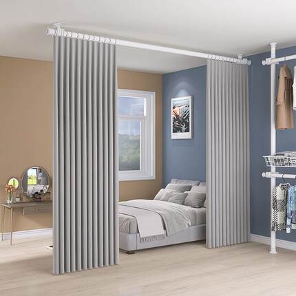 顶天立地隔断客厅卧室做房间分隔一房变两房租房临时遮挡简易屏风