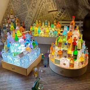 饰灯送朋友礼物生日啤酒冰块 diy迷你小酒瓶城堡小夜灯摆件手工装