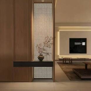 美学格栅小轩窗网格花格实木玄关隔断造景茶室屏风宋氏海棠窗 宋式